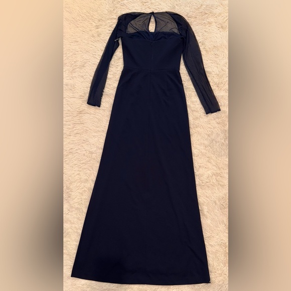 NWOT Dress the Population Navy Maxwell Square Neck Long Sleeve Gown Sz M - Picture 3 of 6